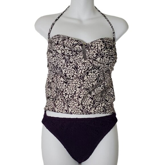 ☀ Mossimo Womens Purple Floral Print Halter 2 Piece - Picture 1 of 9